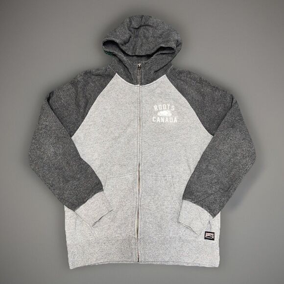 Roots Canada Full Zip Hoodie Sweatshirt Gray Men’s Size Medium - Picture 1 of 5